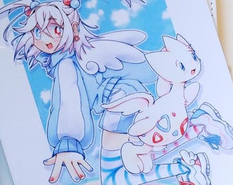 Impresión artística del pájaro Toge Gijinka