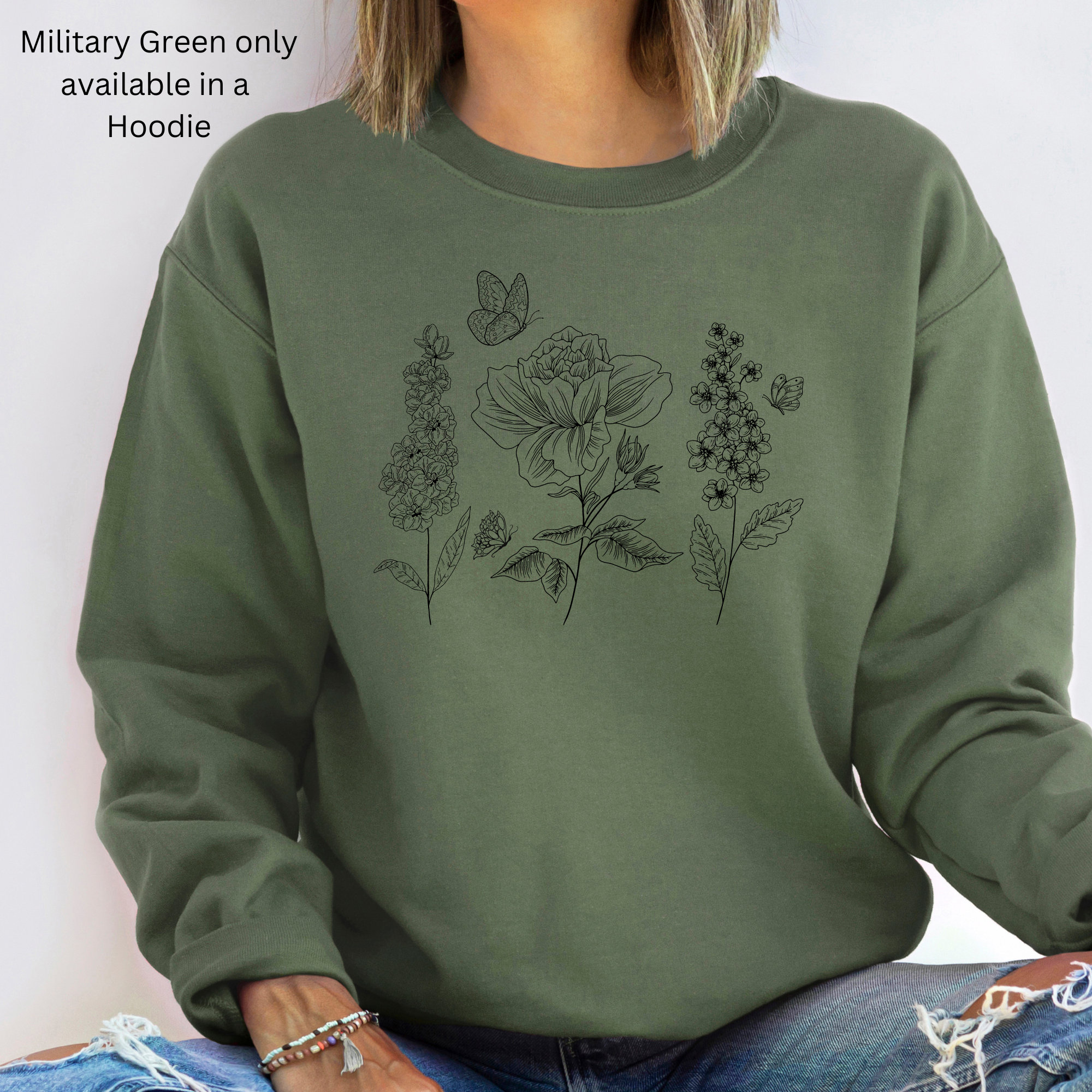 Butterflies and Wildflowers Sweatshirt for Women Nature - Etsy