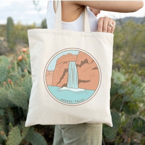 Borsa in tela Havasu Falls / Borsa Havasupai Waterfalls Grand Canyon / Borsa riutilizzabile in tela di cotone / Borsa della spesa / Regalo per escursionisti / Borsa per la spesa