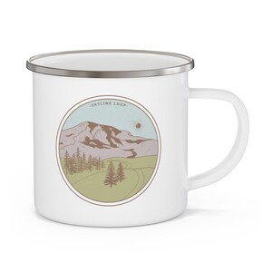 Skyline Loop Trail Enamel Camping Mug | Mount Rainier National Park Mug | Hiking Adventure Gift | Washington Vacation Keepsake Cup