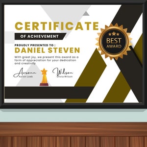 Moderne Leistungsbescheinigung| Achievement Award | Anpassbare Vorlage | Anerkennungsurkunde| Sofortdownload| der Fertigstellung | Auszeichnung