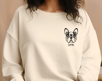 Personalisiertes Frenchie Mom Sweatshirt Benutzerdefinierte französische Bulldogge Geschenk Personalisiertes Geschenk Neuer Hundebesitzer Haustierliebhaber Pullover Tierliebhaber Sweatshirt