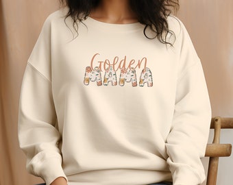 Floral Golden Retriever Hund Mama Sweatshirt Goldene Mama Retro Golden Retriever Shirt Hundemutter Geburtstagsgeschenk Tierliebhaber Pullover Haustier Geschenke