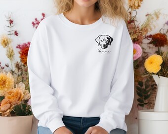 Personalisierte Sweatshirt für Labrador Hund Mama Labrador in Pocket Custom Geschenk Hundemama Sweatshirt Labrador Dog Mom Geburtstagsgeschenk neue Hundebesitzer Geschenke