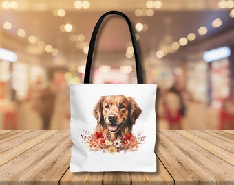 Cottagecore Sac fourre-tout pour Golden Retriever Dog Mom Owner Wildflower Retriever Tote Bag Cadeau pour Golden Retriever Propriétaire Pet Lover Cadeau Nouveau Chien