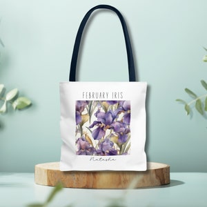 Birth Month Flower Personalized Gift, Bridesmaid Gifts, Canvas Tote Bag, Wedding Party Gift, Gift for Gran, Proposal Gift Birth Flower Bag Navy