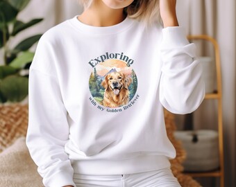 Erkunden Golden Retriever Sweatshirt Wandern Hundebesitzer Pullover Outdoor Golden Retriever Shirt Neue Hundebesitzer Geschenk Goldene Mama Sweatshirt Geschenk