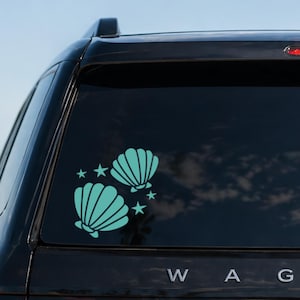 Pegatina de vinilo con diseño de conchas marinas, pegatina para ventana de coche con estética costera
