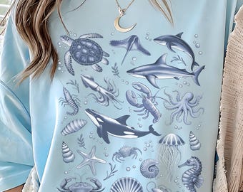 Camiseta Marine Life Comfort Colors, camiseta con estampado costero