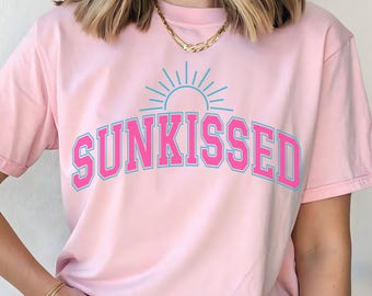 Sunkissed T-shirt met print, retro zomervakantieshirt