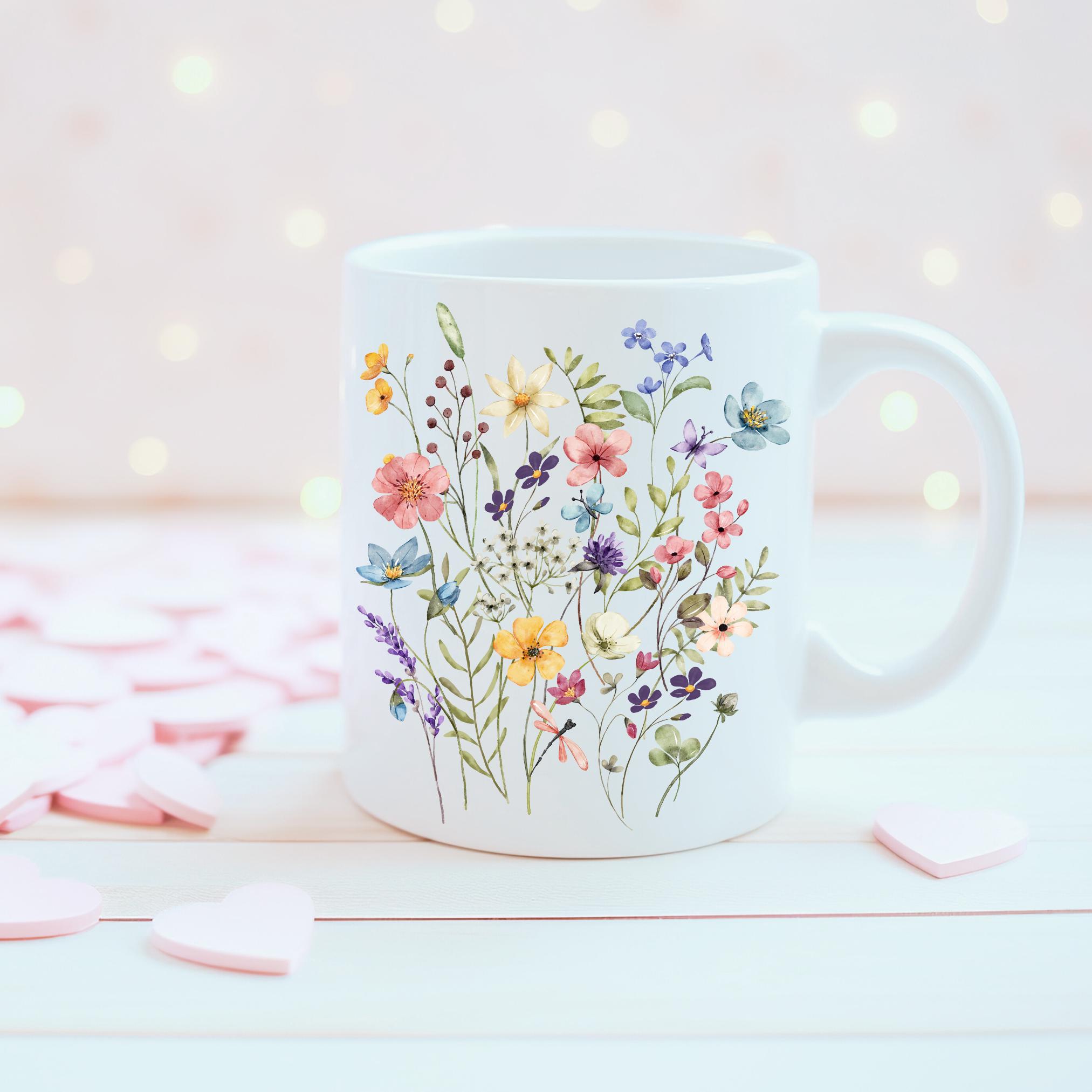 Botanical Garden Mug, Floral Ceramic Cup, Cottagecore Mug, Boho ...