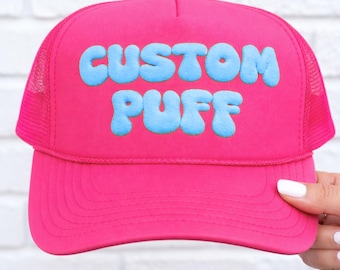 Custom Puff Print Trucker Hat, Personalized Trucker Hat, Custom Foam Hat, Custom Mesh Hat, Trendy 3D Custom Puff Print Hat,Bubble Letter Hat