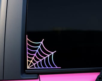 Vinylsticker hoekspinneweb, laptopsticker Spooky Car
