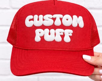 Custom Puff Print Trucker Hat, Personalized Trucker Hat, Custom Foam Hat, Custom Mesh Hat, Trendy 3D Custom Puff Print Hat,Bubble Letter Hat