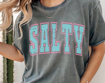Salty Beach-skjorta, Retro Comfort Colors-tröja, Coastal Cowgirl-topp
