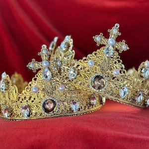 Cross Wedding Crowns, Couple Crowns, Bride and Groom, Orthodox, Royal King Crowns, Full Round Crowns Wedding Party Costume Hair Accessories