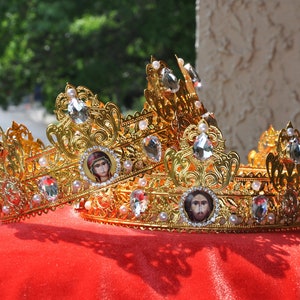 Wedding Crowns, Set of Two Orthodox Groom and Bride Crowns, Ceremonies Crowns, Couple Crowns, Byzantine Christian Crowns, Custom King Queen