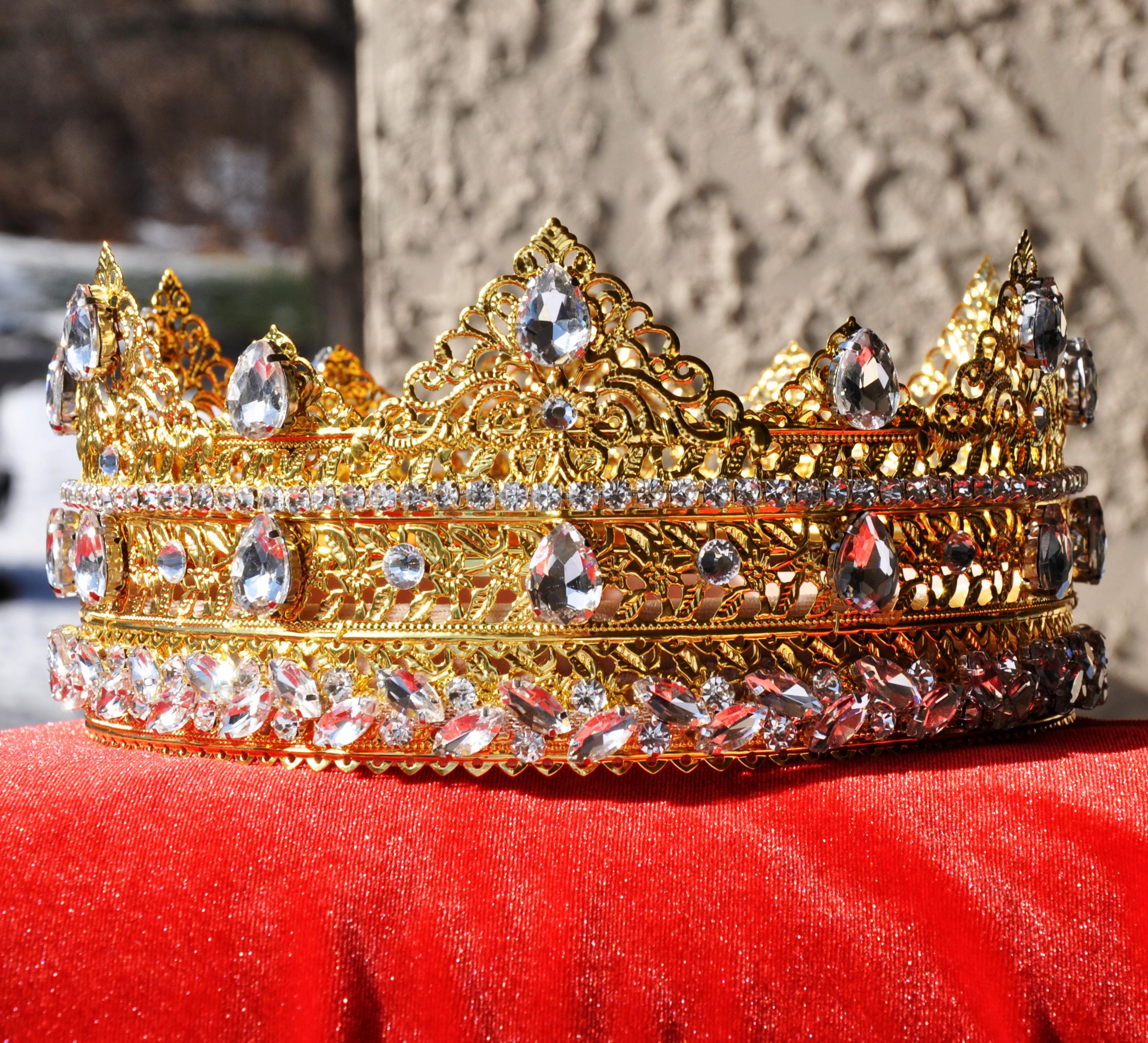 Baroque Rhinestone Crown: Vintage-inspired King Queen  display picture 1
