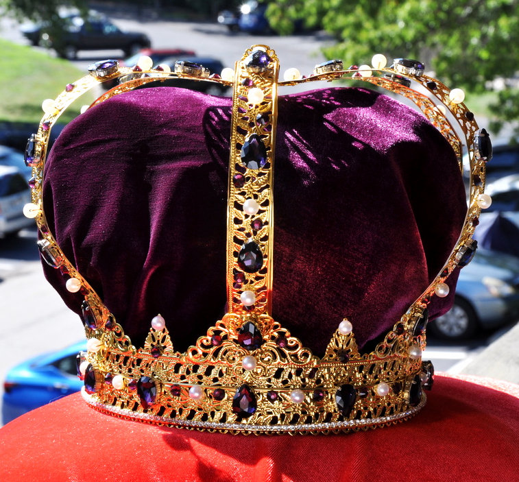Royal Purple King Crown: Gold Medieval Baroque Headpiece Designer