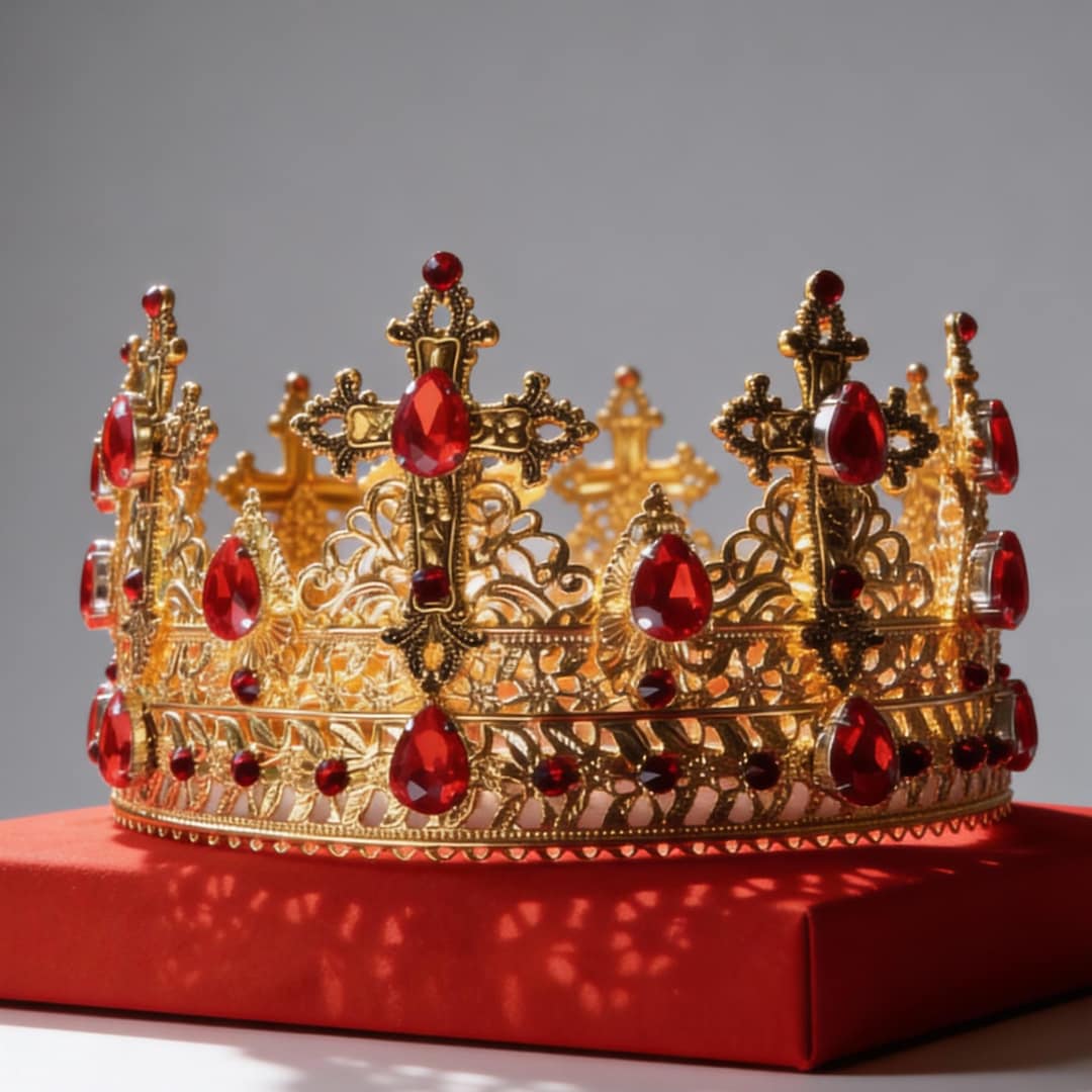 Tiara Regina 15x14cm Tiara Vintage Lurrose Con Strass - Corona Principessa  Per Matrimoni E Feste, Colore Rosso Corona Strass Rosso, image size:1080x1080