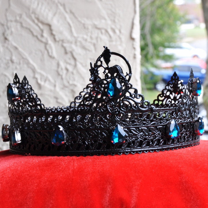Black Gothic Metal Tiara Crown with Dark Gem Accents Gothic Black Crystal Crown With Thorns - Handmade Tiara - Etsy main image 3