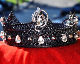 Black Crown, Gothic crown, Renaissance headpiece, Regal crown, Medieval crown Wolf Black Crown: Gothic Cross Headpiece, Medieval Royal  main image 2