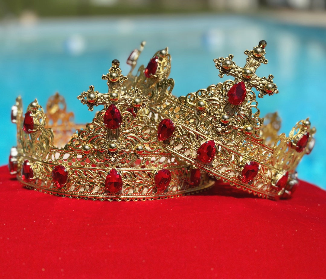 Wedding Crowns Greek Orthodox Wedding Ring Finger Handmade Orthodox Wedding  Crowns: Crystal Pearl Couple Tiaras, image size:1080x926