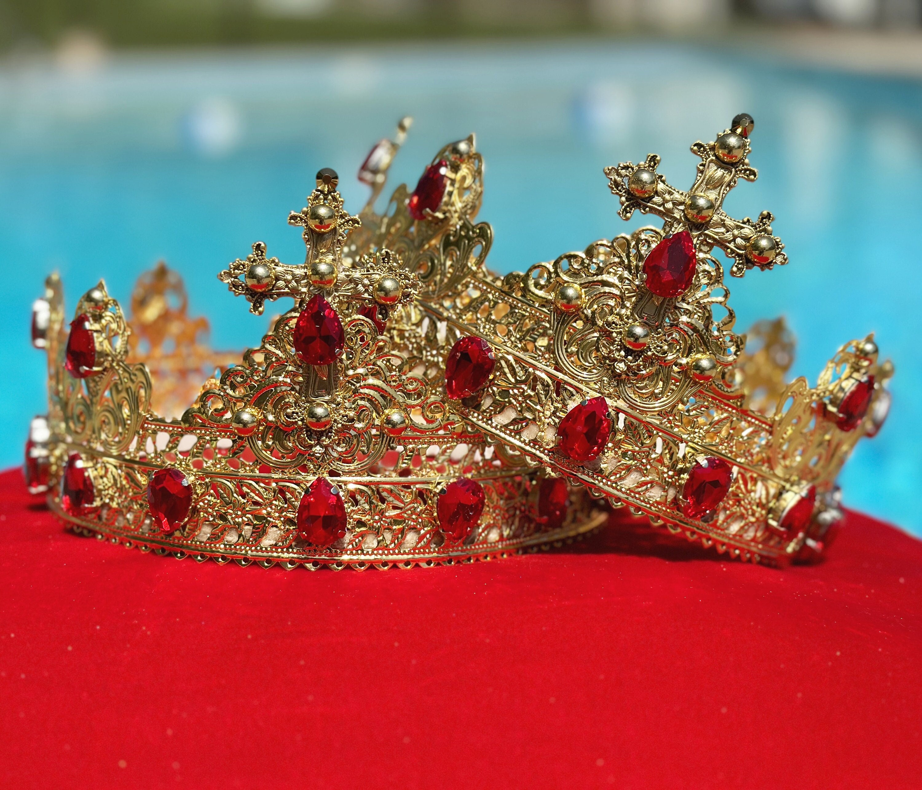 Orthodox Wedding Crowns Custom Handmade Pearls Orthodox Crown Greek Wedding Crown Crystal Pearls Crown Wedding Tiaras Couple Crowns
