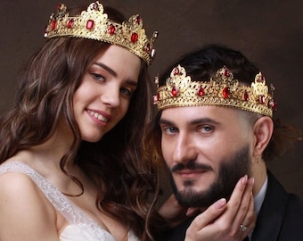 Handmade Byzantine Wedding Crowns: Orthodox Bride and Groom Set