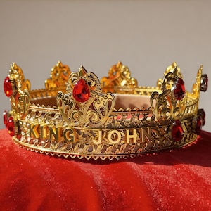 Corona de oro personalizada con nombre, tiara de metal real, regalo de cosplay de cumpleaños de rey y reina