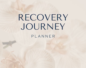 May include: A white orchid flower with the text "RECOVERY JOURNEY PLANNER" and the website address "www.yourwebsite.com" at the bottom.