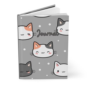 Carnet cartonné Chats et pois gris mat