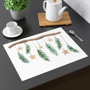 Firs and Stars on a Twig Scandinavian Christmas Placemat, 1pc