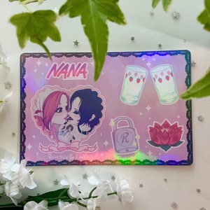NANA Anime Sticker Sheet | Nana Osaki & Hachi Nana Komatsu Strawberry Glass Lotus | Handmade Gift Holographic Vinyl Bullet Journal Stickers