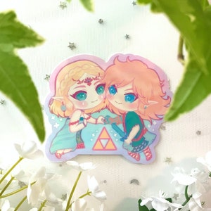 Link & Zelda Legend of Zelda Tears of the Kingdom Triforce Master Sword Zonai TOTK Holographic Kawaii Vinyl Sticker