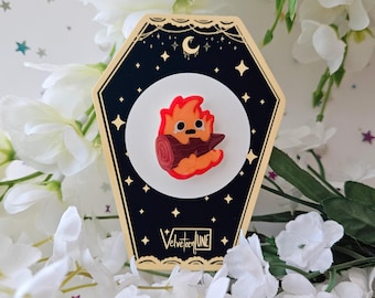 Fire Demon Calcifer Cute Pin Howl Kawaii Anime Handmade Gift