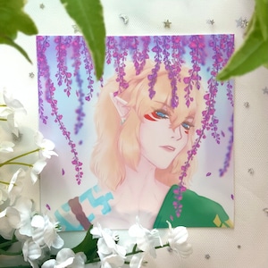 Link Tears of the Kingdom Legend of Zelda Print | Hero of the Wild TOTK Zonai Flowers Art | Digital Illustration Print