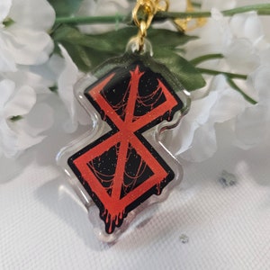 Berserk Anime Keychain Bloody Brand of Sacrifice Acrylic Glitter Keychain Gift