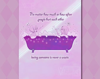 Nana Osaki & Hachi Bath Print | Ai Yazawa Nana Quote Anime Art | Digital Illustration Print