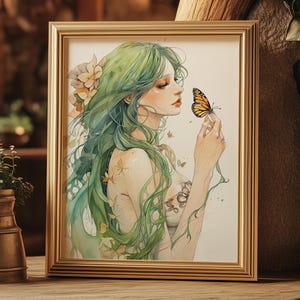 Gaia Matte Print Nature Goddess Wall Art for Earthy Home Decor, Mother Gaia wall print, Mother nature wall decor Goddess Art Print, Unframed