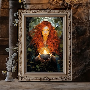 Keltische Göttin Brigid Matte Poster, Keltische Göttin des Feuers und der Heilung, Mythologie Poster. Göttin der Heilung und der Fruchtbarkeit, keltische Wandkunst