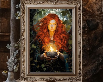 Celtic Goddess Brigid Matte Poster, Celtic Goddess of Fire and Healing, Mythology Poster. Goddess of Healing and Fertility, Celtic Wall Art
