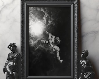The Fall of Icarus Monochrome Matte Print Modernized Rendition Fall of Icarus Art, Greek Mythology Wall Art, Moody Greek Mythology Wall Deco