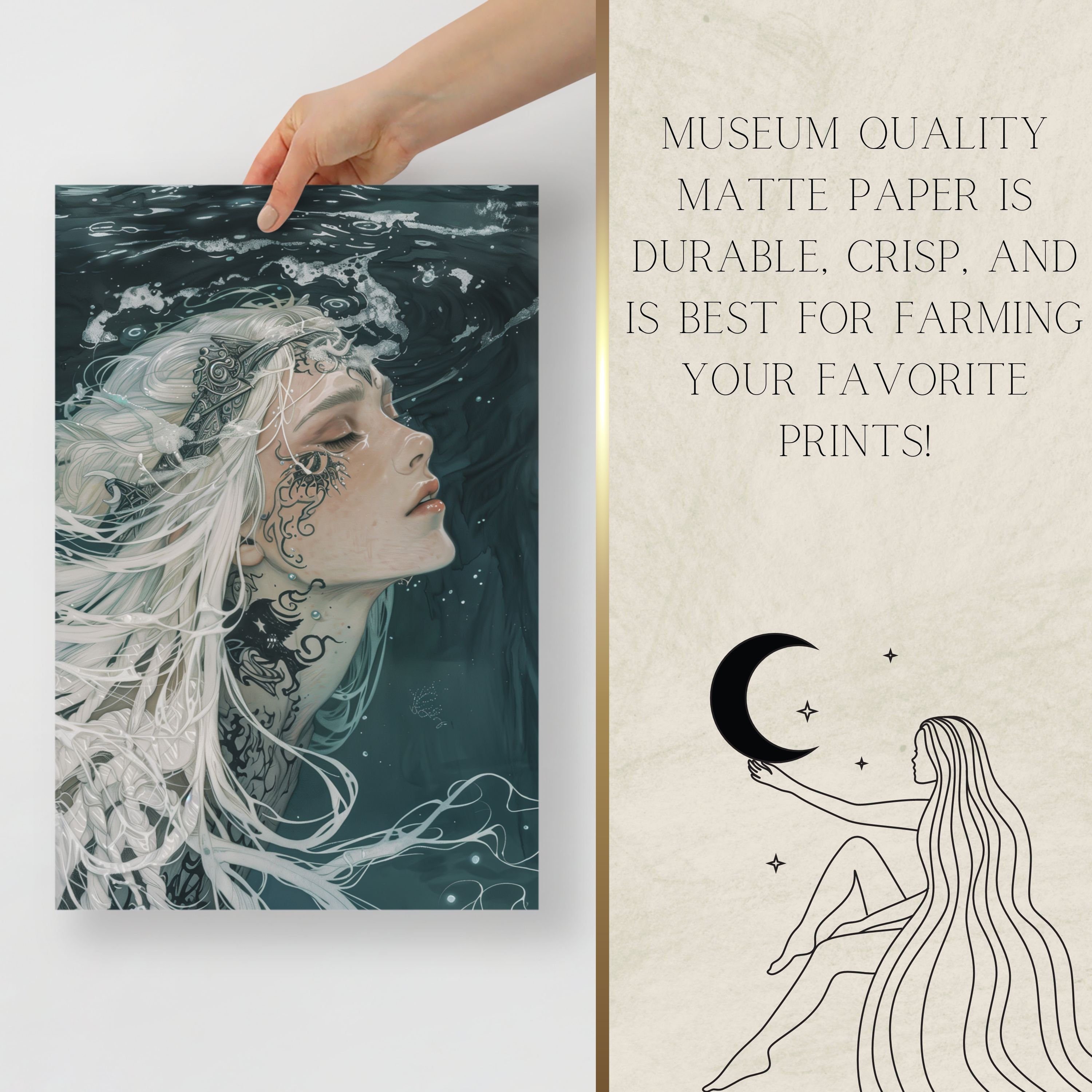 Goddess Ran Designs Ran Norse Goddess of the Sea Matte Print Norse Goddess Mythology Art ...