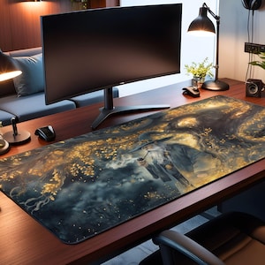 Weise Zauberer Fantasy Schreibtischmatte Gaming Zimmer Dekor Verzauberte Fantasy Schreibtischunterlage Fantasy Zauberer Schreibtisch Accessoire Skurriles himmlisches Fantasy Geschenk
