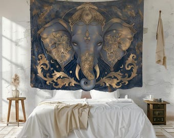 Tapiz de pared de meditación de Ganesha, decoración del hogar de deidades hindúes, tapiz de yoga espiritual, tapiz bohemio para colgar en la pared, decoración de sala de meditación