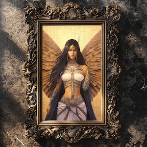 Maat, impresión mate de la diosa egipcia, arte de la diosa egipcia, impresión mate de la mitología egipcia, hermoso arte egipcio de Maat