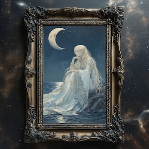 Selene, Goddess of the moon matte print, Moon goddess wall art, Mythology lover wall art, Celestial goddess wall art, moon goddess art gift