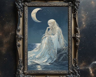 Selene, Goddess of the moon matte print, Moon goddess wall art, Mythology lover wall art, Celestial goddess wall art, moon goddess art gift