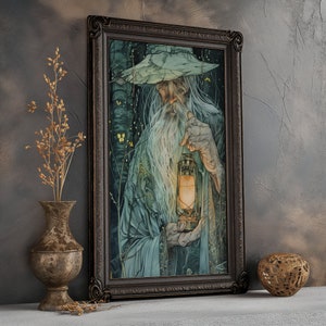 Weise Zauberer Fantasy Matte Druck Dunkel Fantasy-Wand-Dekor Mystische Fantasy-Wand-Dekor Zauberer Wand Kunst Spiel-Raum-Dekor Fantasy Zimmer-Dekor